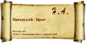 Hanuszek Apor névjegykártya